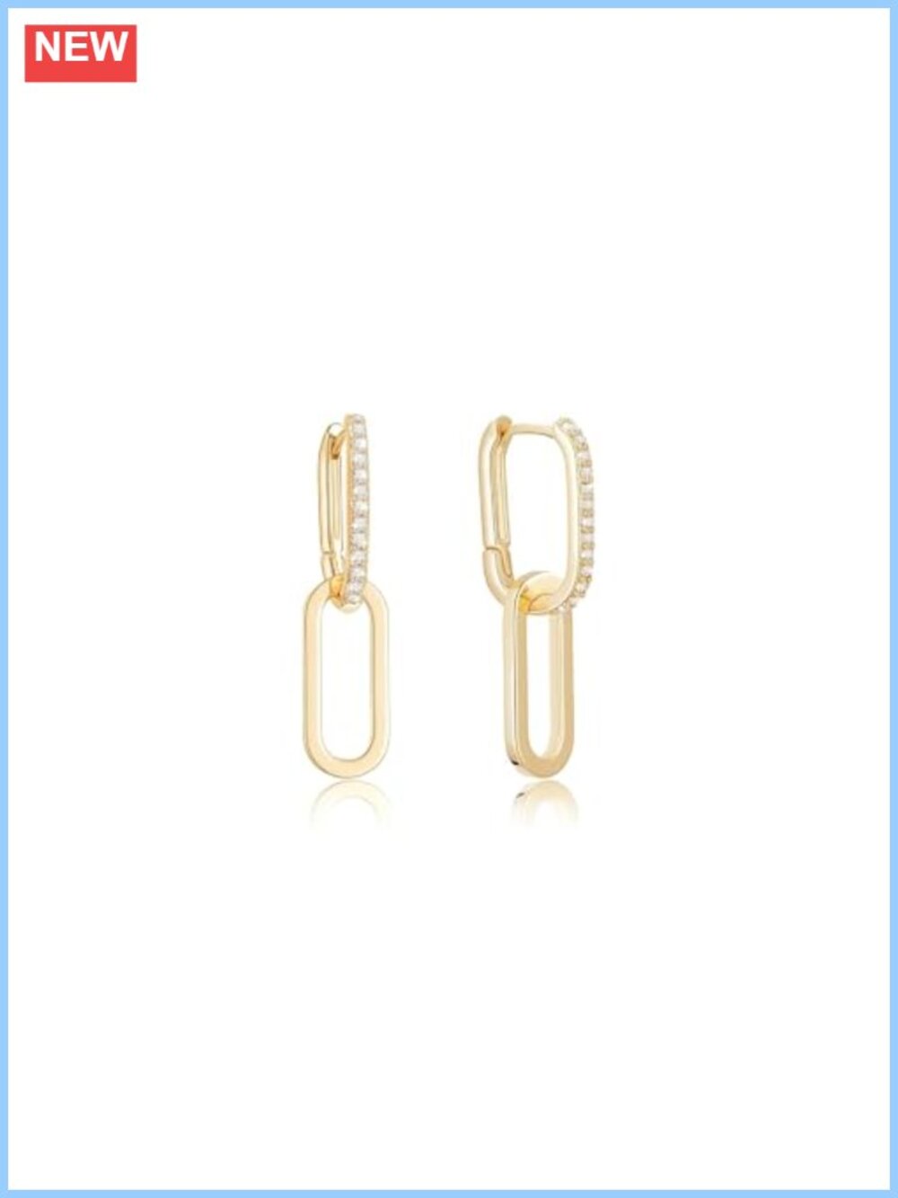 18K Gold Plated Paperclip Chain Link Dangle Earrings for Women